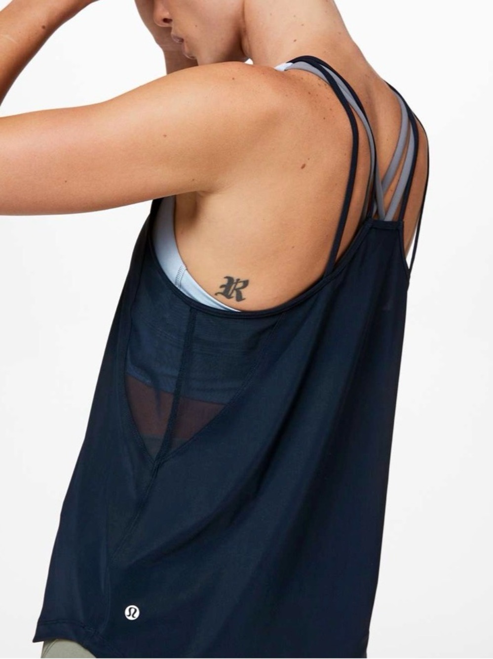 Lululemon Run Off Route Navy Strappy Back Tank Women’s SMALL